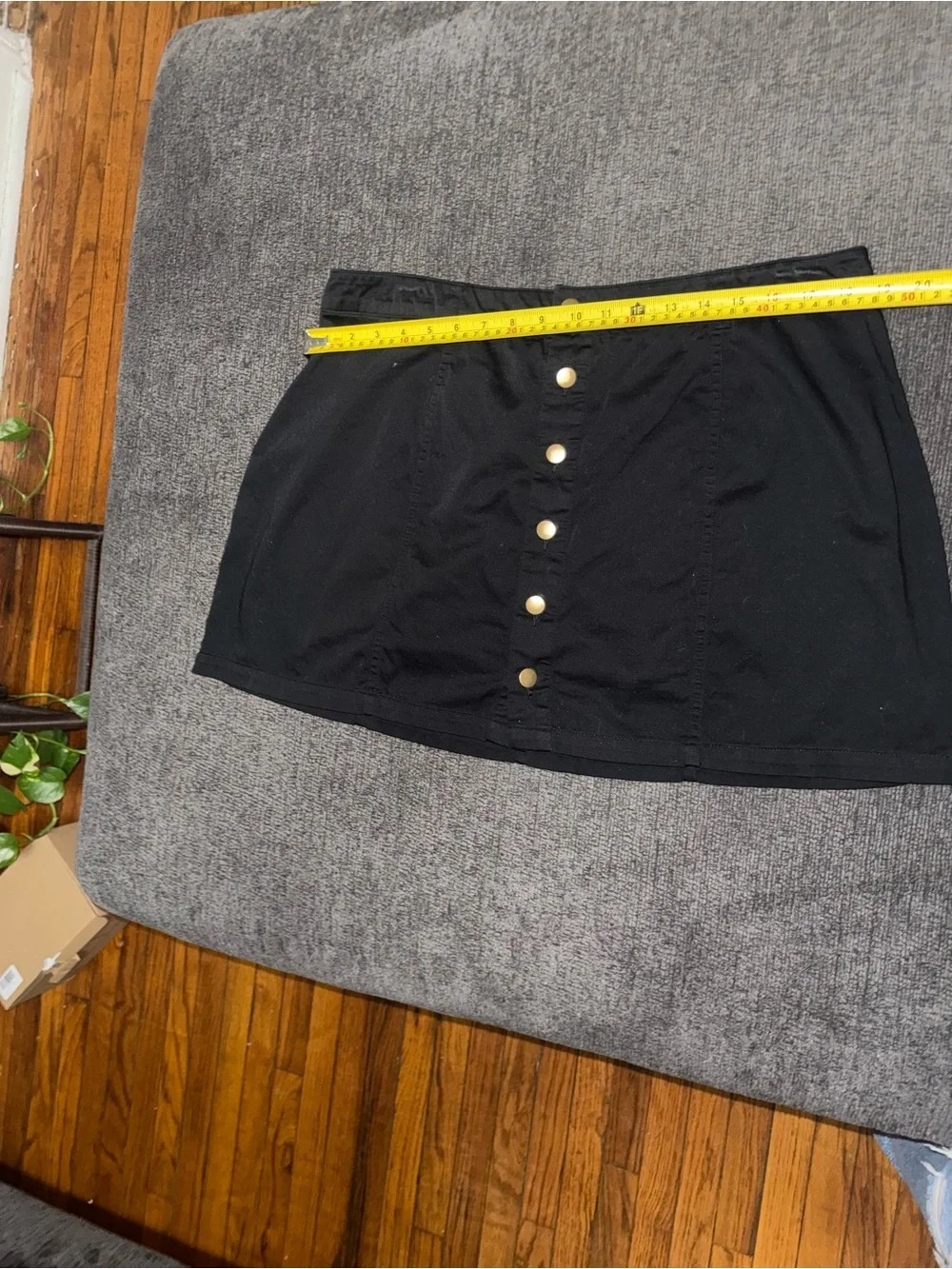 BONGO Black Button-Front Mini Skirt with Gold Buttons
